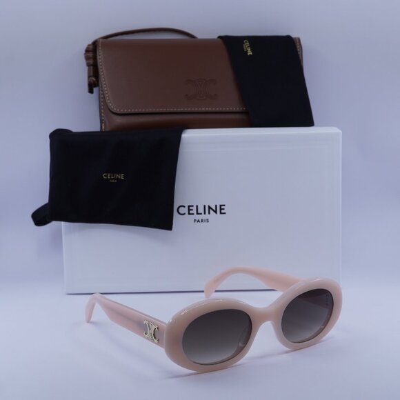 Celine CL40194U 74B Oval Sunglasses – Shiny Pink/Grey Gradient - Picture 1 of 13